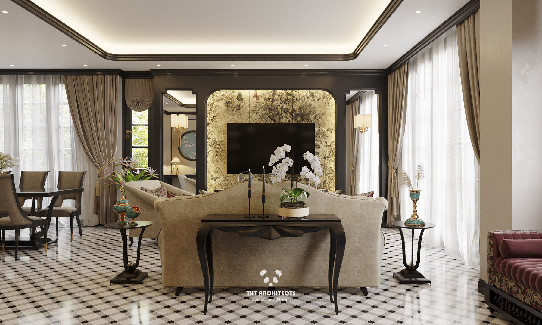 tht architects - Indochine home quận 7 - phòng khách bếp 05